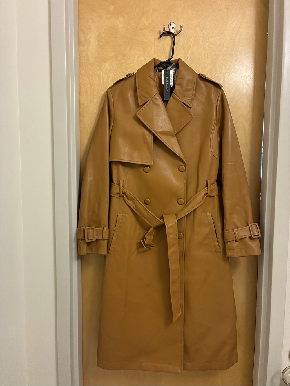 Elie Tahari Vegan Leather Trench Coat